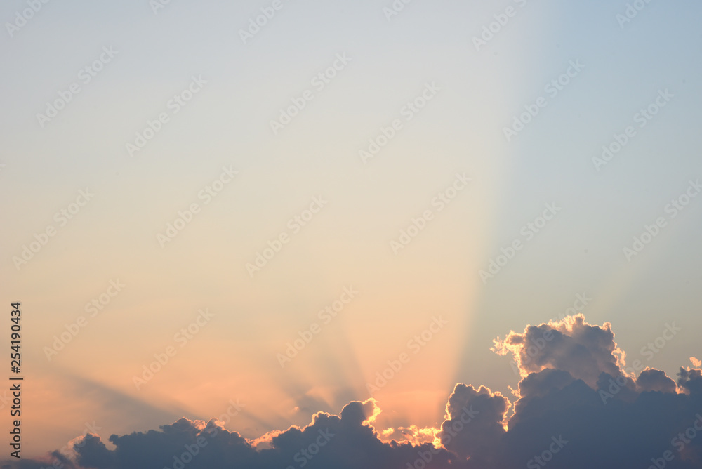 Yellow gold sky evening In tropical countries summer Yellow gold sky evening In tropical countries summer