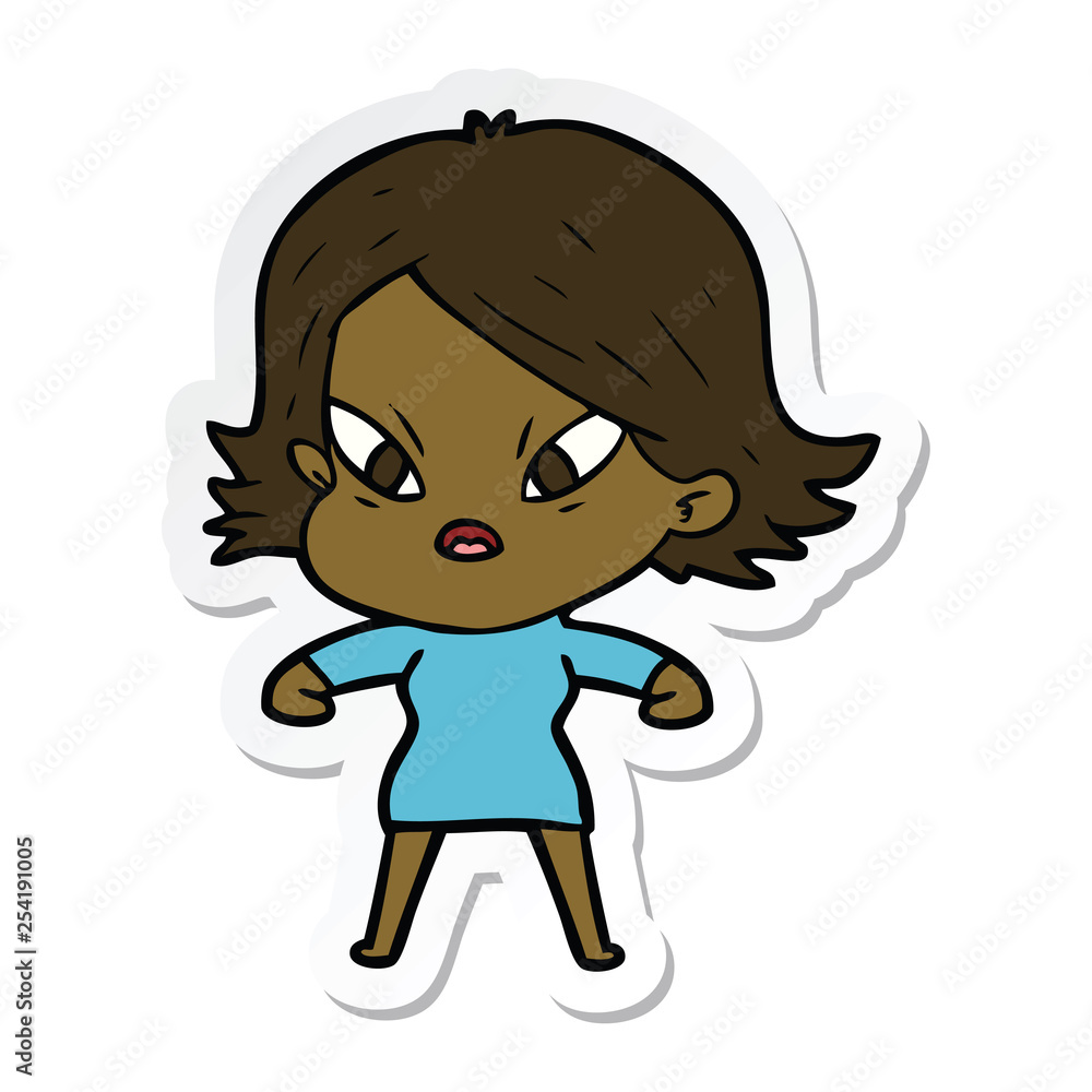 sticker of a cartoon stressed woman sticker of a cartoon stressed woman