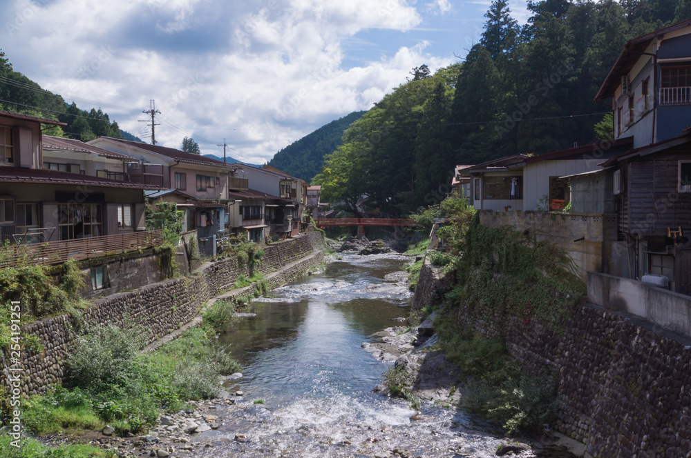 River close to Dorogawa Onsen in the Mitarai ravine Nara,Japan.