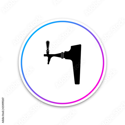 Beer tap icon isolated on white background. Circle white button. Vector Illustration