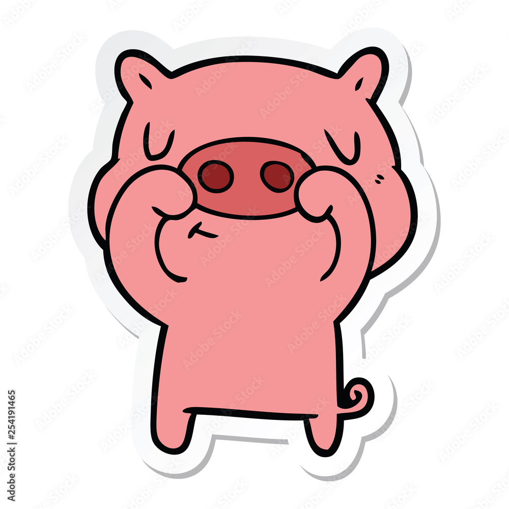 Naklejka premium sticker of a cartoon content pig