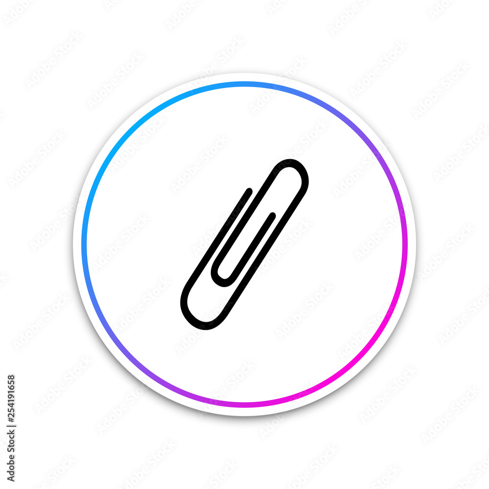 Paper clip icon isolated on white background. Circle white button. Vector Illustration Paper clip icon isolated on white background. Circle white button. Vector Illustration