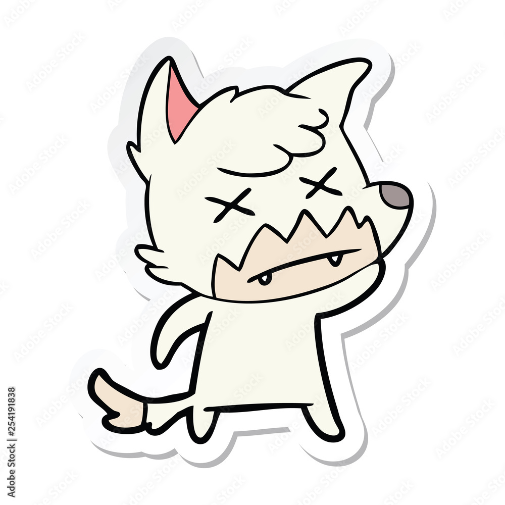 sticker of a cartoon dead fox sticker of a cartoon dead fox