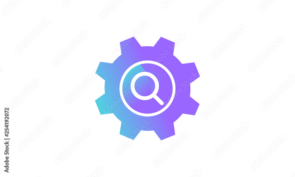 setting icon concept, setting icon with search icon. modern gradient style vector icon