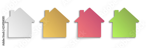 Set of paper House icons. Vector illustration.