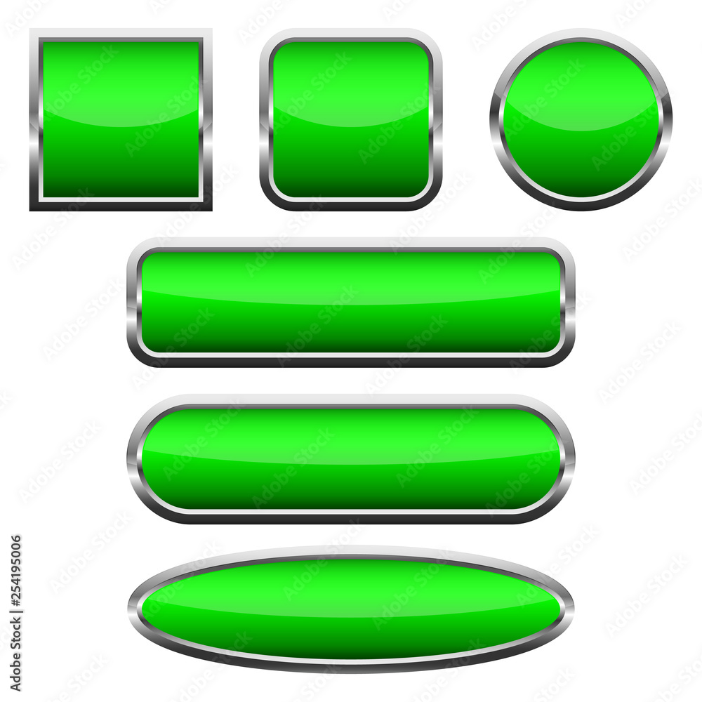Set of green glossy buttons. Vector illustration. Set of green glossy buttons. Vector illustration.