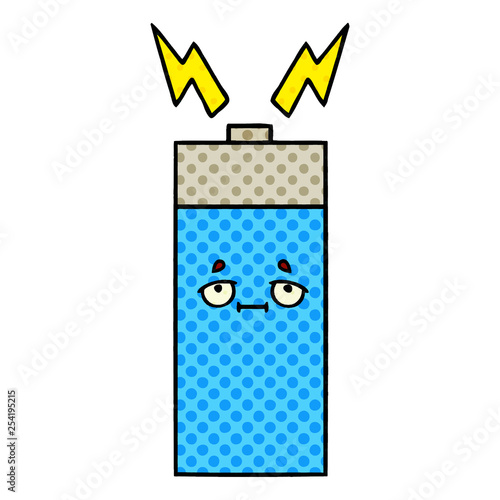 comic book style cartoon battery