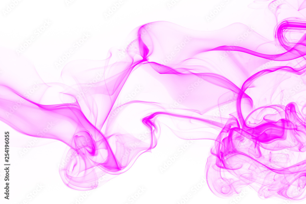 Fototapeta premium Movement of pink smoke abstract on white background