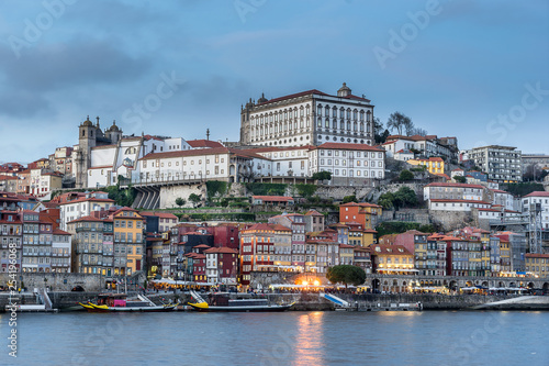 Looking across the Douro river to the Dom Luis bridge in Portp