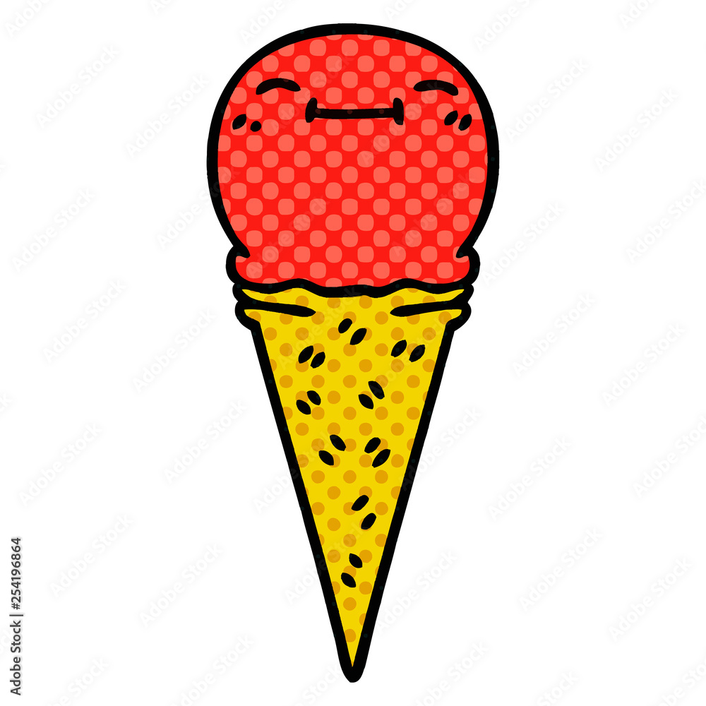 quirky comic book style cartoon happy ice cream quirky comic book style cartoon happy ice cream