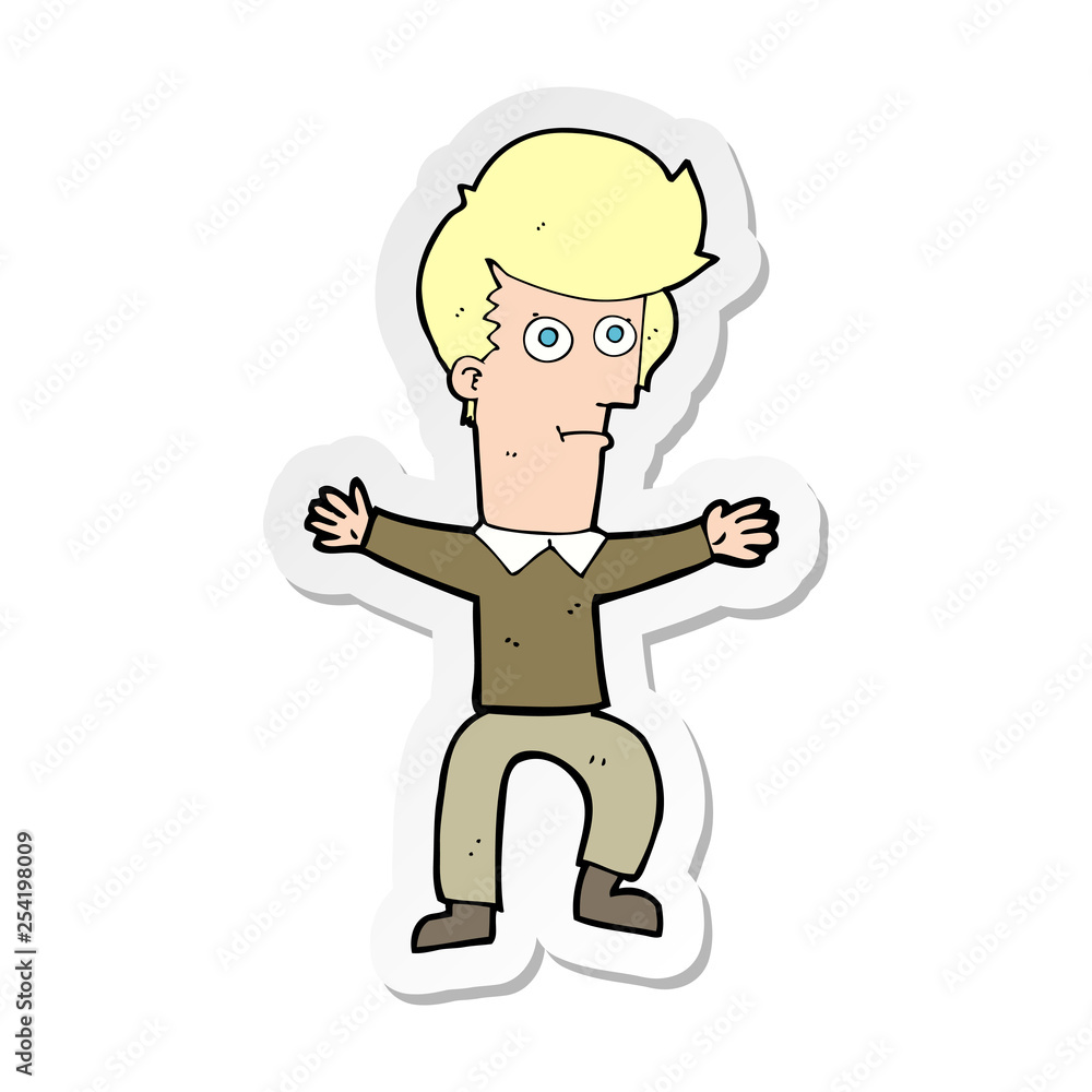 sticker of a cartoon startled man sticker of a cartoon startled man