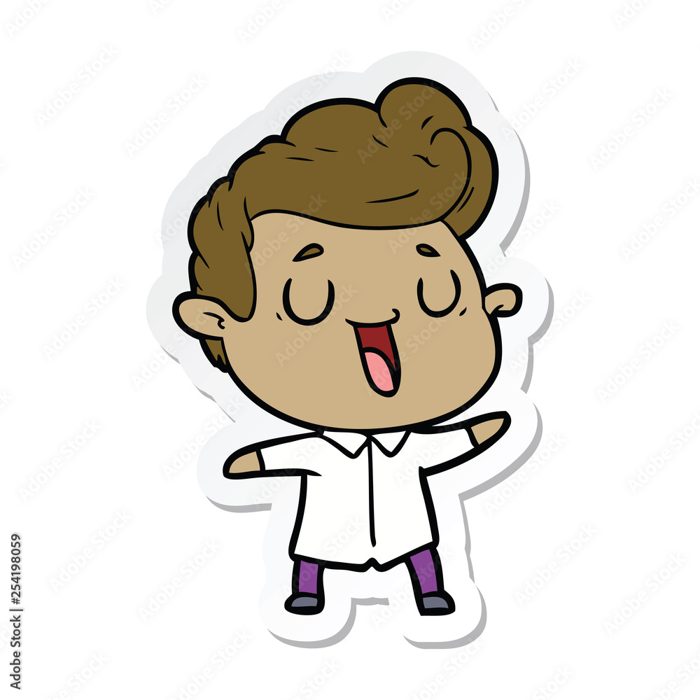 sticker of a happy cartoon man