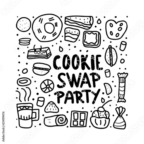 Cookie Swap lettering. Vector concept design. 