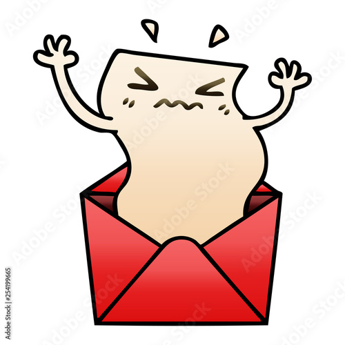 quirky gradient shaded cartoon letter and envelope