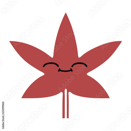 flat color retro cartoon autumnal leaf