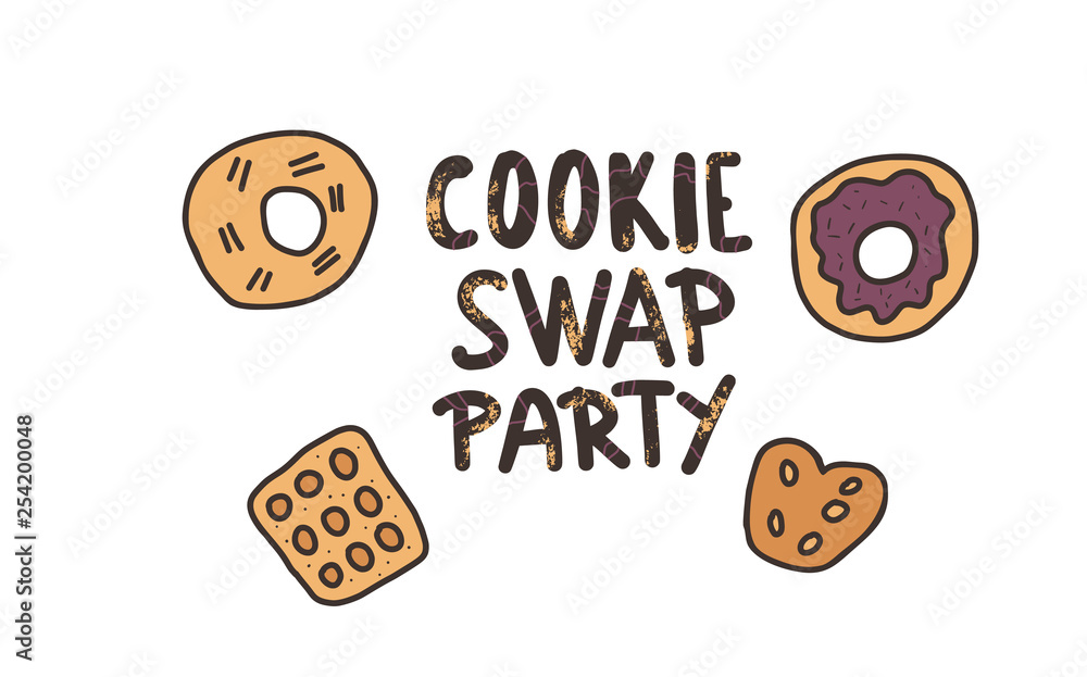 Obraz premium Cookie Swap lettering. Vector concept design. 