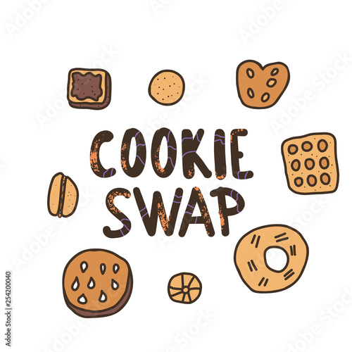 Cookie Swap lettering. Vector concept design. 