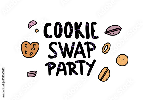 Cookie Swap lettering. Vector concept design. 