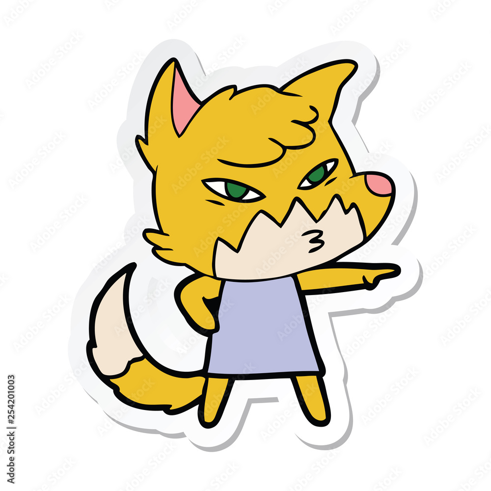 sticker of a clever cartoon fox sticker of a clever cartoon fox