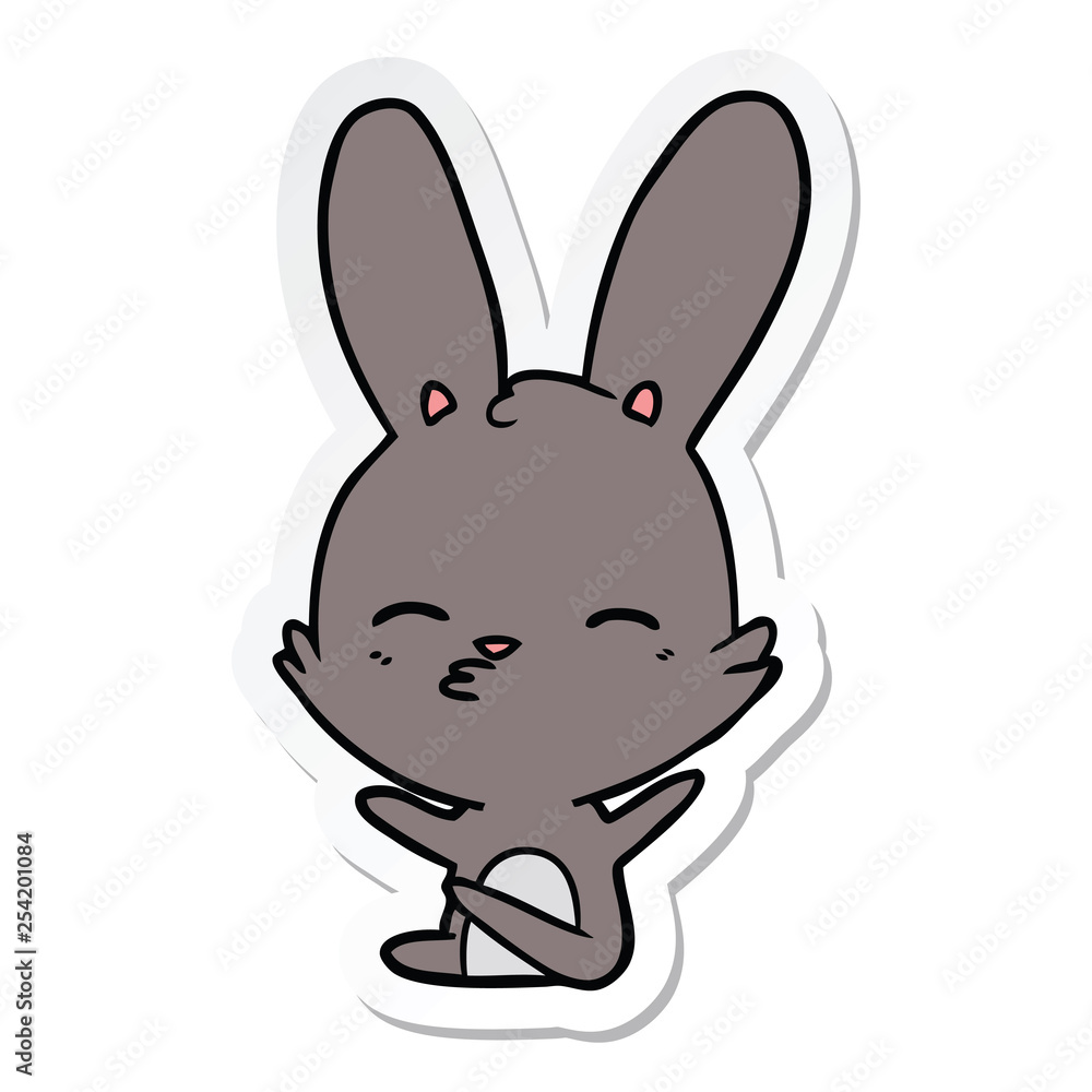 sticker of a curious bunny cartoon sticker of a curious bunny cartoon