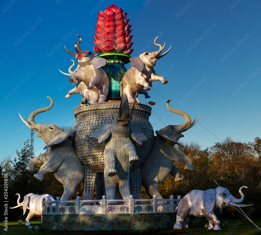 Chinese lanterns with elephants, a symbol in Chinese tradition for