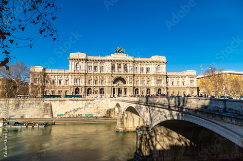 ROME / ITALY - DECEMBER 25, 2018: Historical building, statues and architecture details in Rome, Italy: The Supreme Court of Cassation