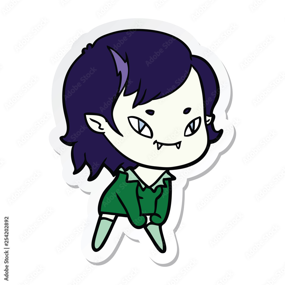 sticker of a cartoon friendly vampire girl sticker of a cartoon friendly vampire girl