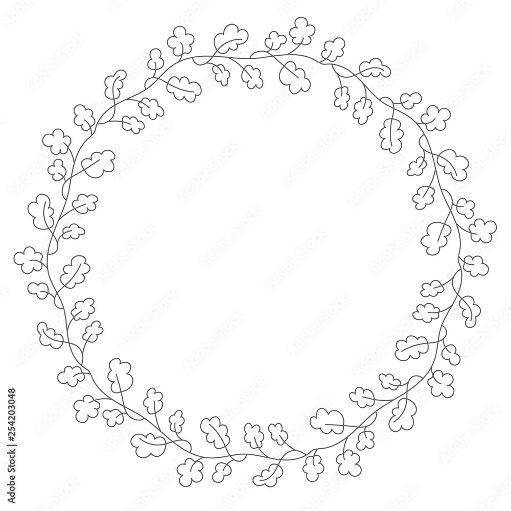 Doodle illustration. Hand drawn frame. Vintage set of doodle wreath. Great design for any purposes. Isolated vector. Hand drawn doodle. Vector floral design card. Sketch vector illustration.