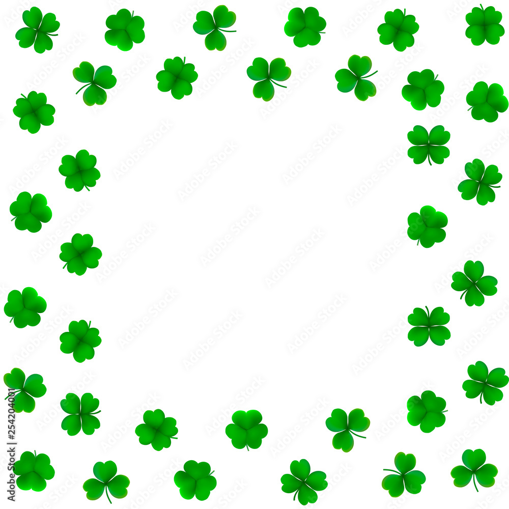 Vector background with detailed realistic three-leaf and four-leaf shamrocks. St. Patriсk's day design elements. Gradient mesh. Vector background with detailed realistic three-leaf and four-leaf shamrocks. St. Patriсk's day design elements. Gradient mesh.