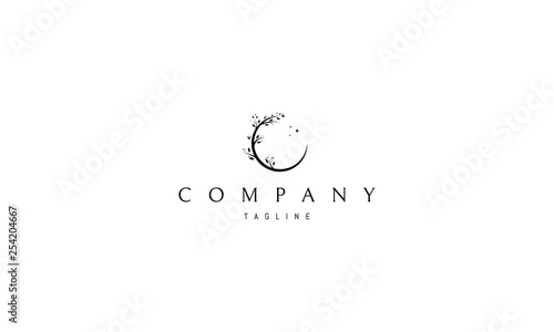 Tree Moon flower leaf vector logo design