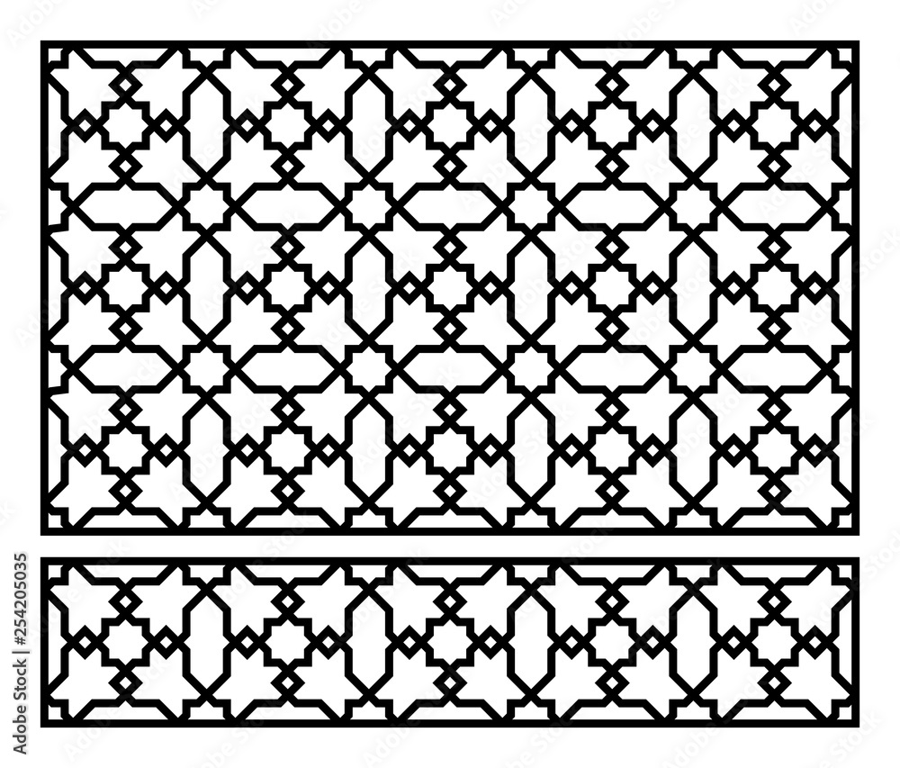 Decorative panel for laser cutting. Oriental geometric pattern.