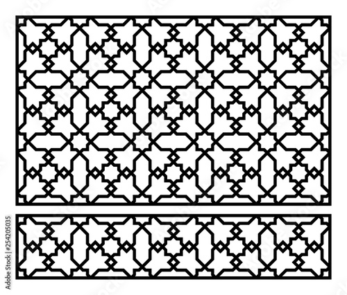 Decorative panel for laser cutting. Oriental geometric pattern.