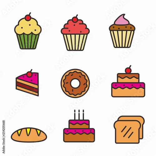 Set of cake vector illustration isolated on white background