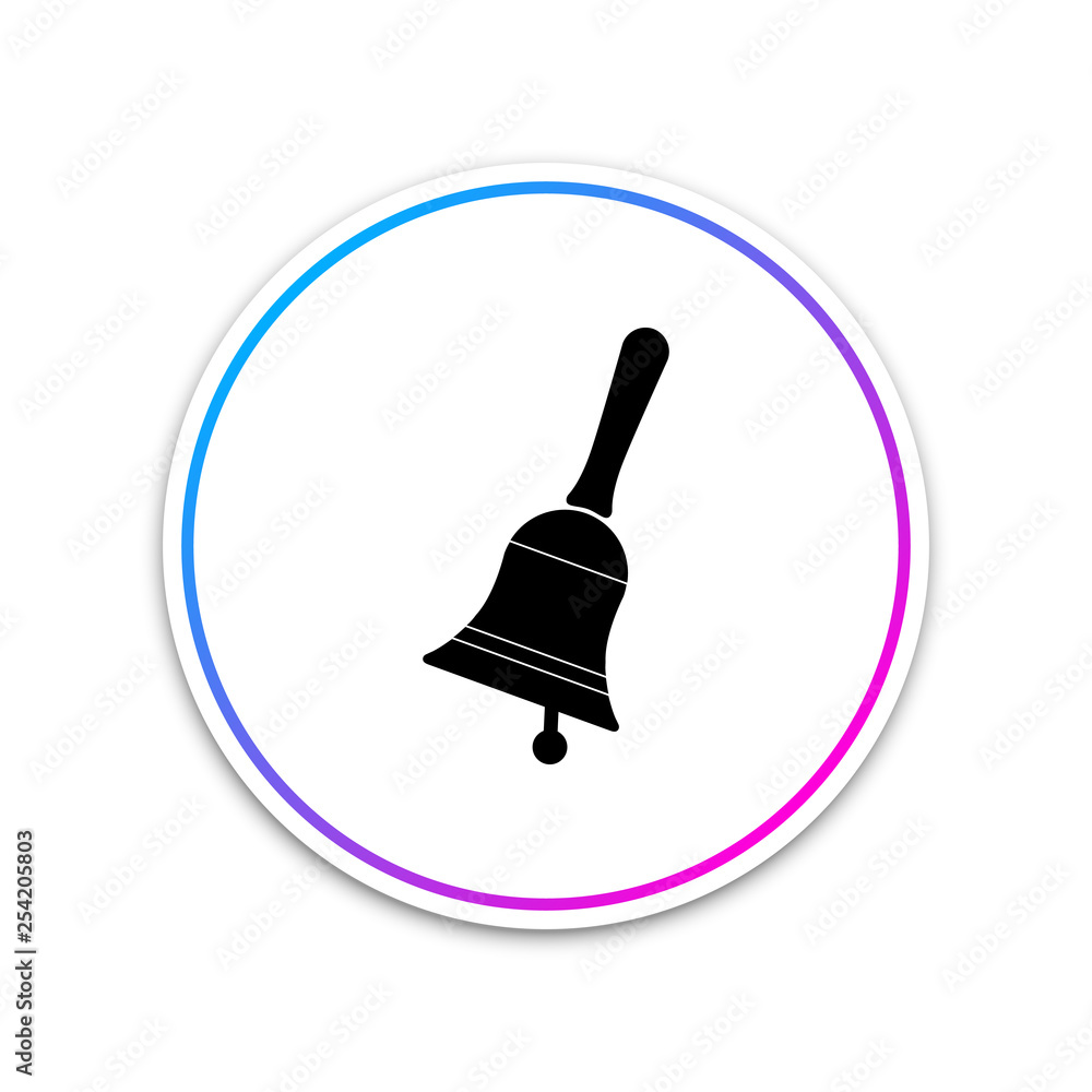 Ringing bell icon isolated on white background. Alarm symbol, service bell, handbell sign, notification symbol. Circle white button. Vector Illustration Ringing bell icon isolated on white background. Alarm symbol, service bell, handbell sign, notification symbol. Circle white button. Vector Illustration