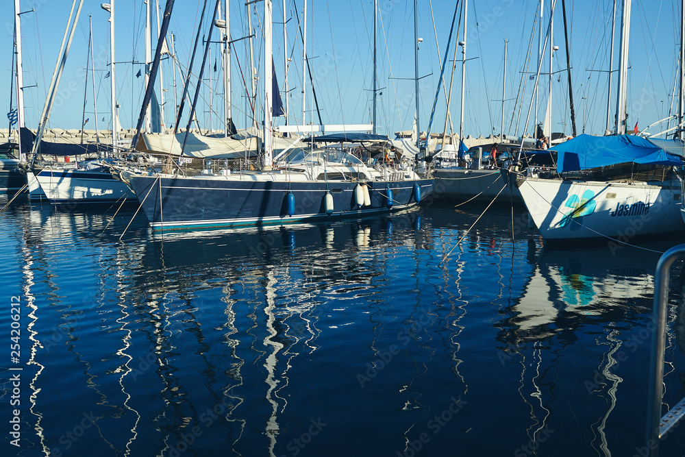 Yacht parking on the island of Rhodes Greece