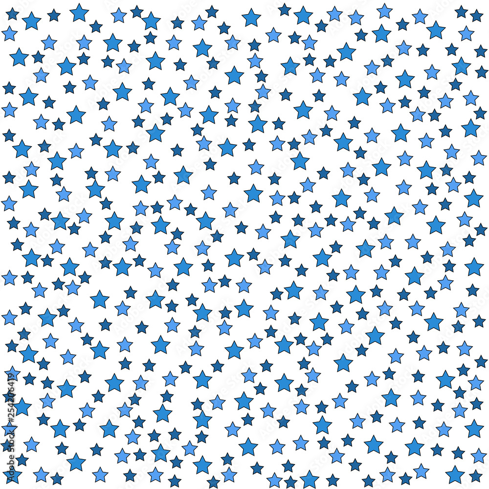 blue stars of different sizes with stroke background