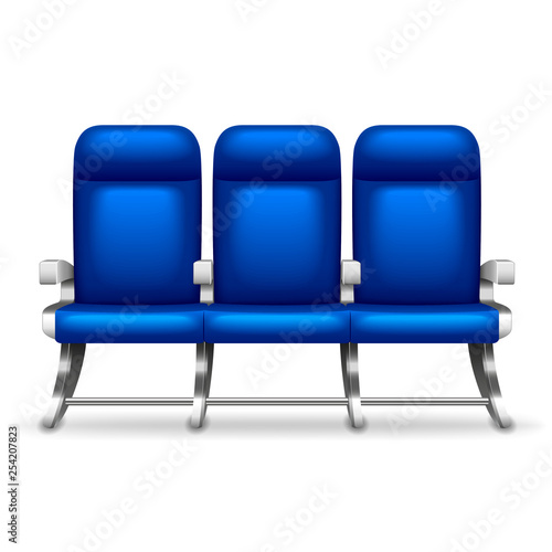 Three airplane seats isolated on white vector illustration