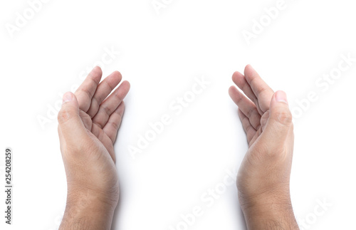 Wallpaper Mural Two hand holding or offering something isolated over white background Torontodigital.ca