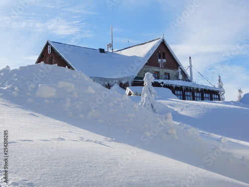 Fototapeta Naklejka Na Ścianę i Meble -  Mountain shelter Klimczok in Beskidy mountains