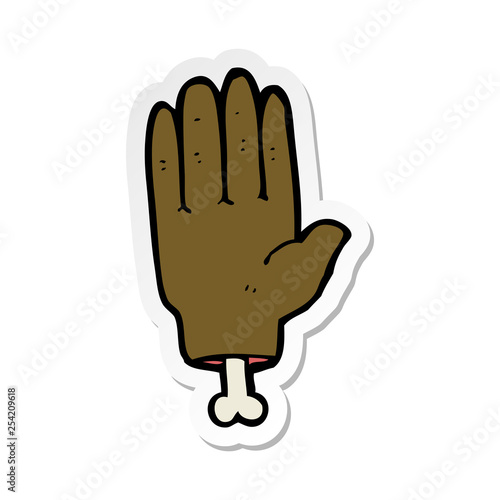 sticker of a cartoon severed hand