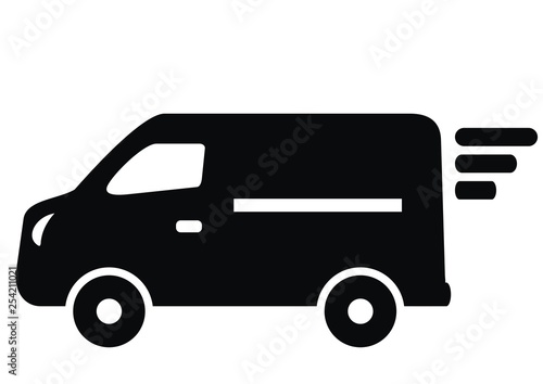 black silhouette of pickup, transport services, vector icon