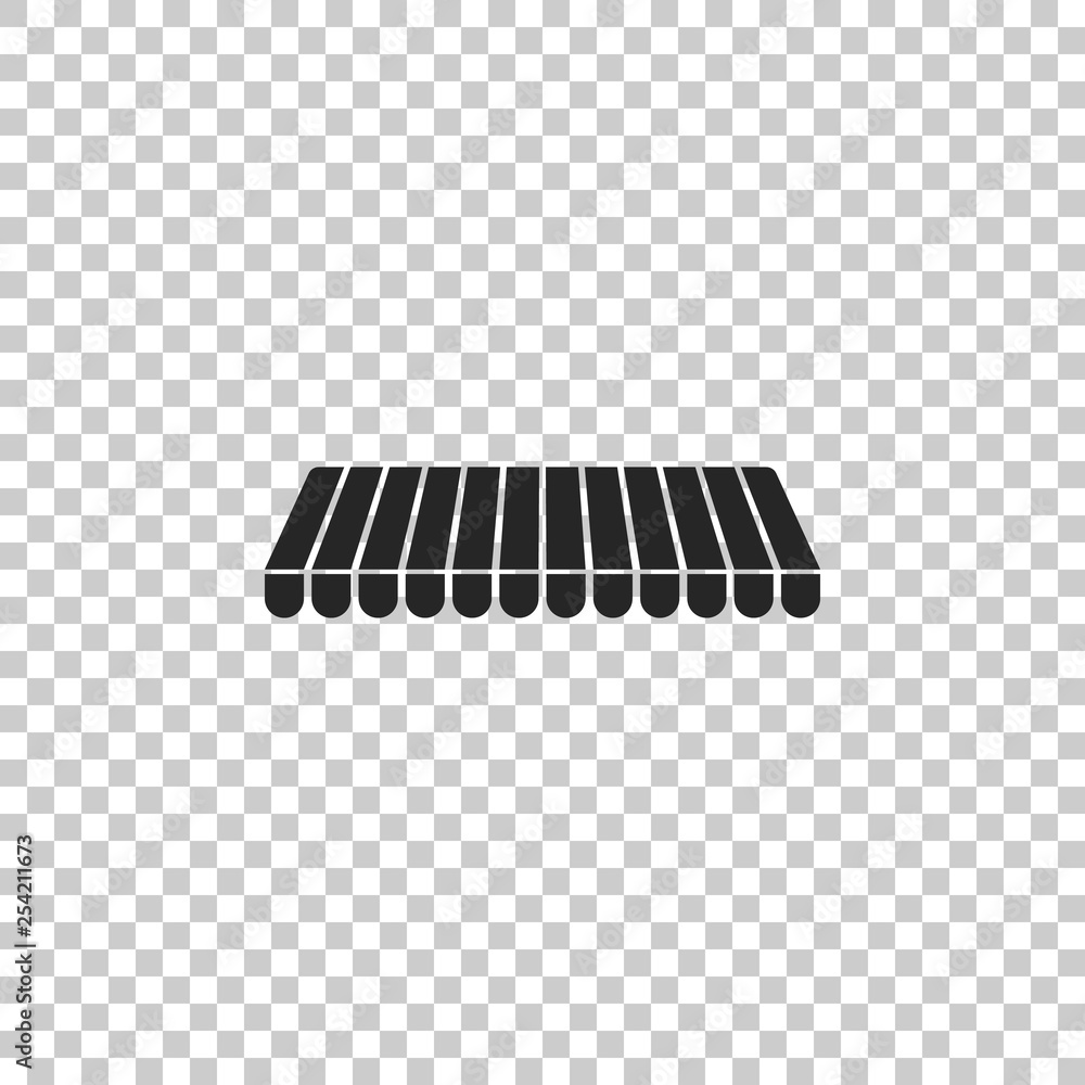 Striped awning icon isolated on transparent background. Outdoor sunshade sign. Awning canopy for shops, cafes and street restaurants. Flat design. Vector Illustration