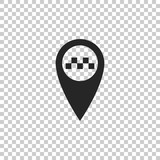 Map pointer with taxi icon isolated on transparent background. Flat design. Vector Illustration