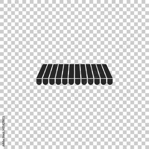 Striped awning icon isolated on transparent background. Outdoor sunshade sign. Awning canopy for shops, cafes and street restaurants. Flat design. Vector Illustration