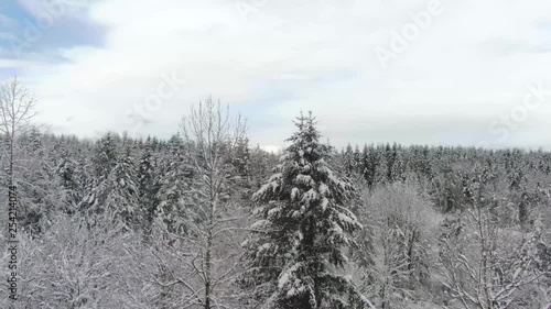 Ariel footage of snow covered landscapes. photo