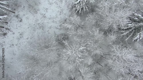 Ariel footage of snow covered landscapes. photo