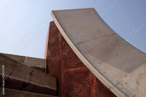 Famous Observatory Jantar Mantar, a collection of huge astronomical instruments in Jaipur, India, Rajasthan, India.