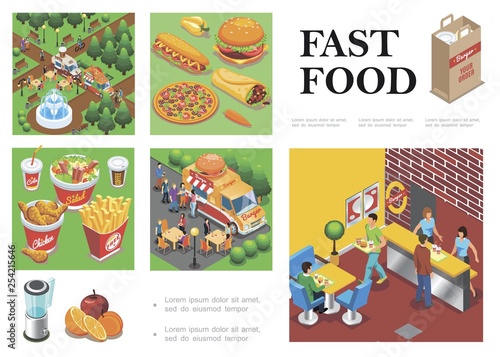 Isometric Fast Food Composition