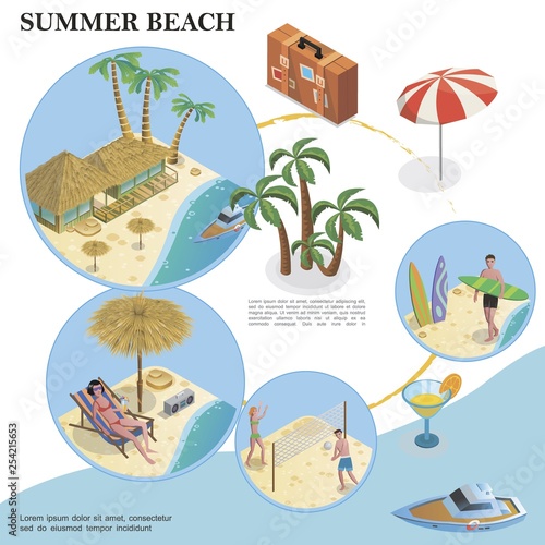 Isometric Summer Vacation Template