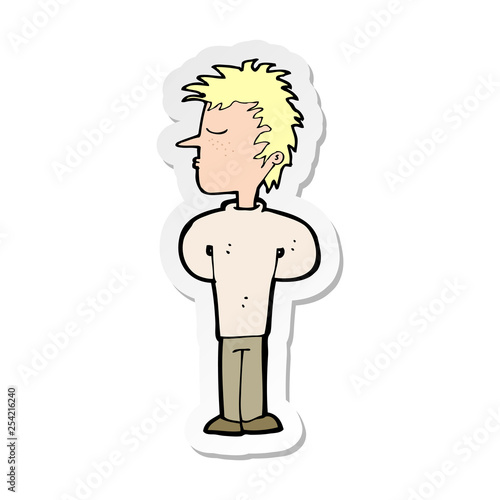 sticker of a cartoon man ignoring